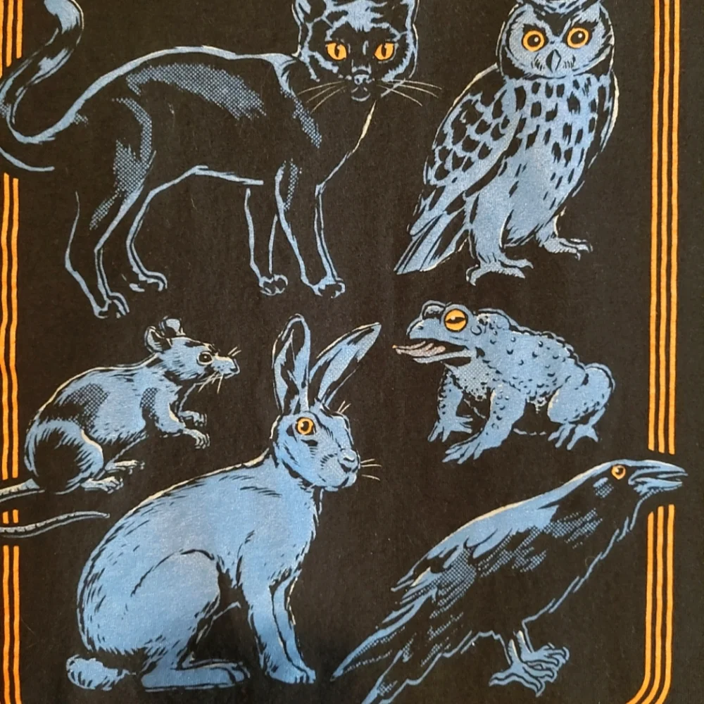 Steven Rhodes "Adopt A Familiar" Black Short Sleeved Graphic T-shirt EUC Size S - Picture 5 of 7